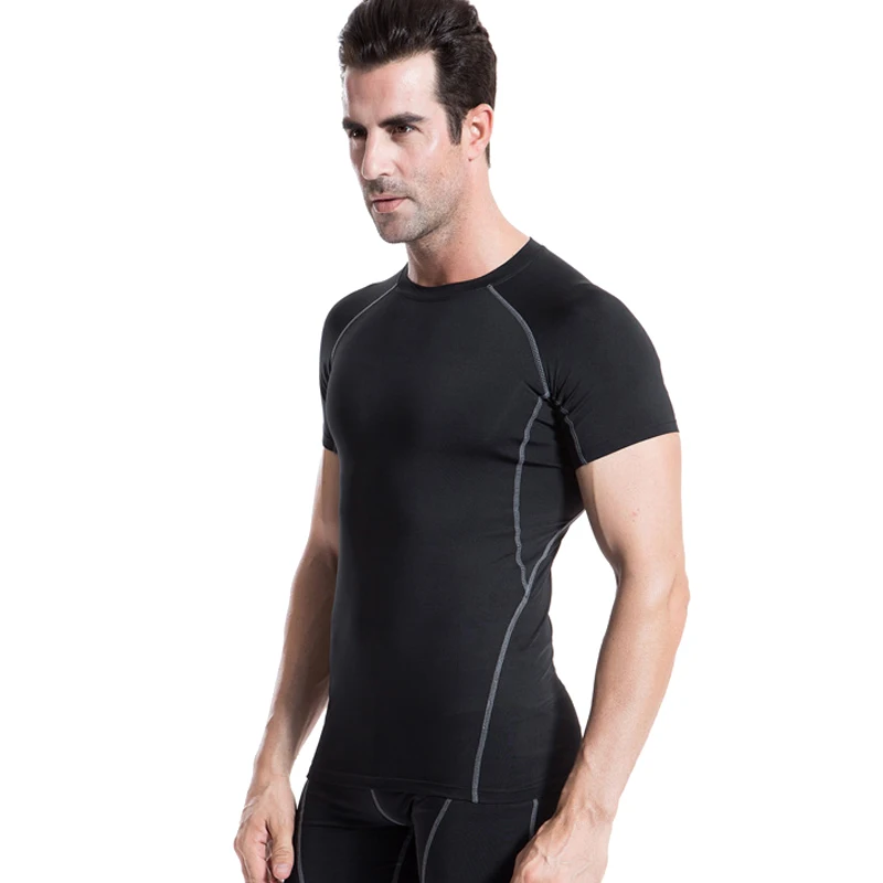 Новинка 2019 Мужская компрессионная облегающая футболка для фитнеса баскетбола