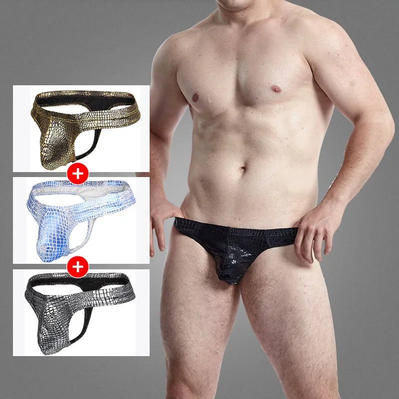 Для мужчин нижнее белье Ракушки качков гейские мужские стринги s змеиной кожи из
