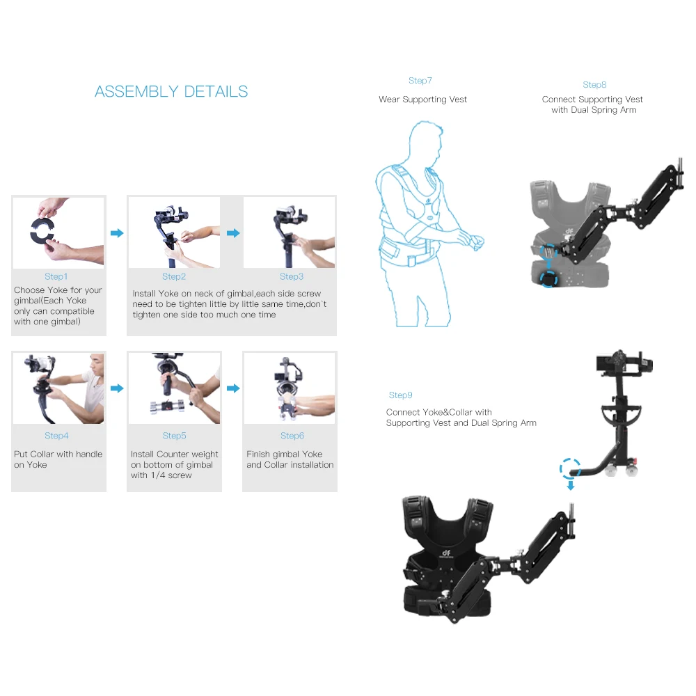 DF DIGITALFOTO THANOS PRO Gimbal опорный жилет с пружинной рукояткой Z Axis для DJI Ronin S Zhiyun Crane