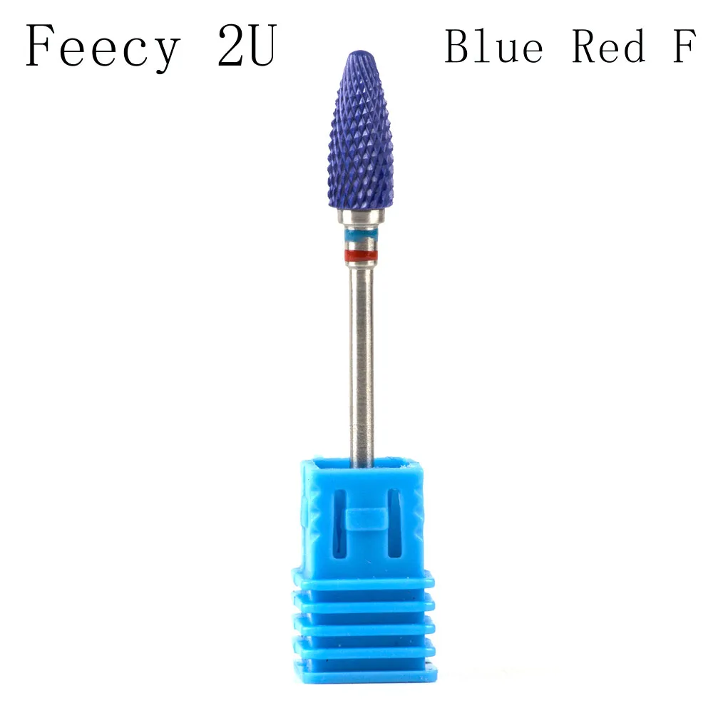 Feecy 2U Bluered F Фрезерные керамические фрезы для ногтей, фрезы для маникюра, аксессуары для маникюрных станков, вращающиеся электрические пилки для ногтей, инструменты для дизайна ногтей - Цвет: Feecy 2U Bluered F