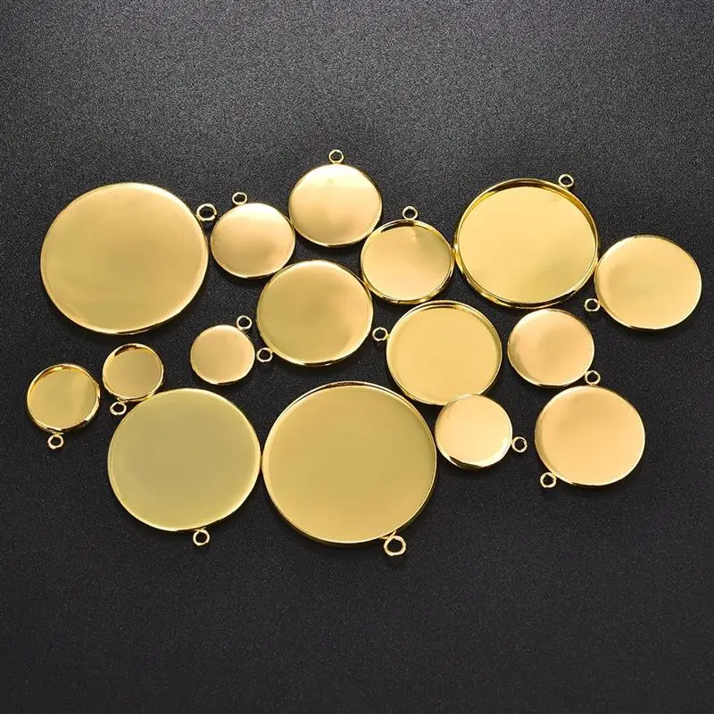 Круглые золотистые основа с кабошоном из нержавеющей стали 20 шт. 12/25/30 мм рамка