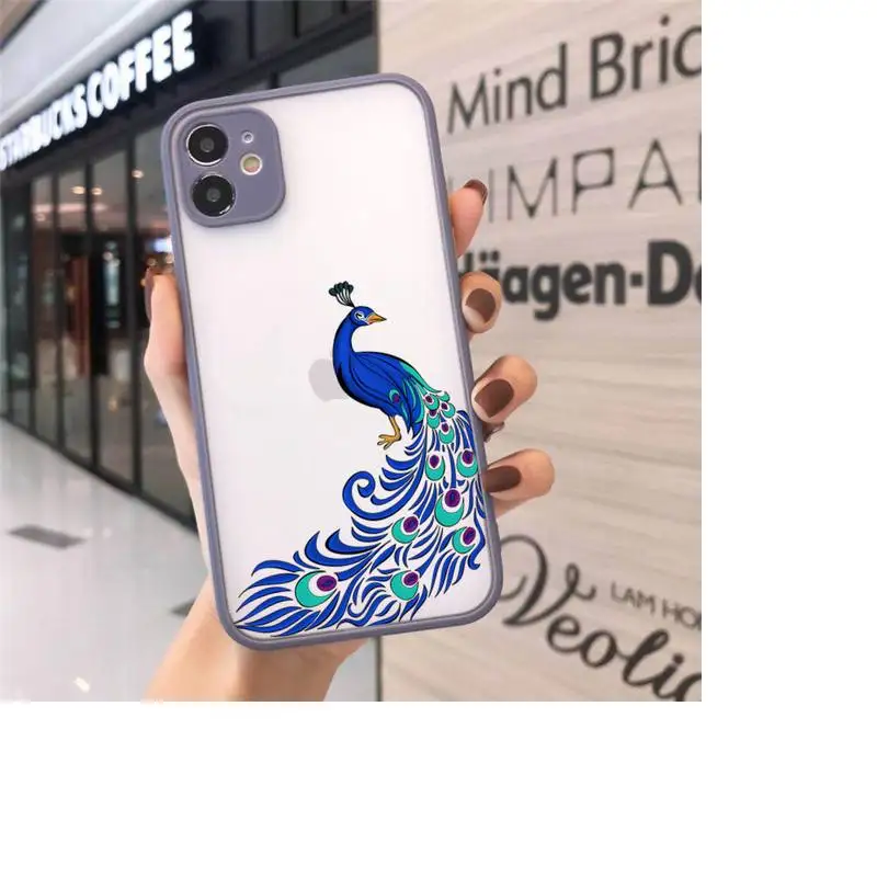 

Lovely cartoon peacock animal Phone Cases matte transparent For iphone 7 8 11 12 plus mini x xs xr pro max cover