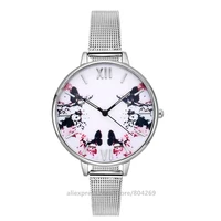 Fashion Design Roman Numerals Thin Steel Mesh Women Wristwatches Quartz Women Steel Mesh Watches Without Logo