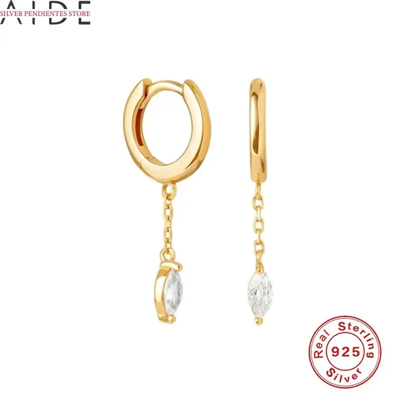 

AIDE 9mm Exquisite Versatile Ear Buckle Gold Earring Simple S925 Sterling Silver Horse Eye Pendant Hoops Earrings Jewelry Aros
