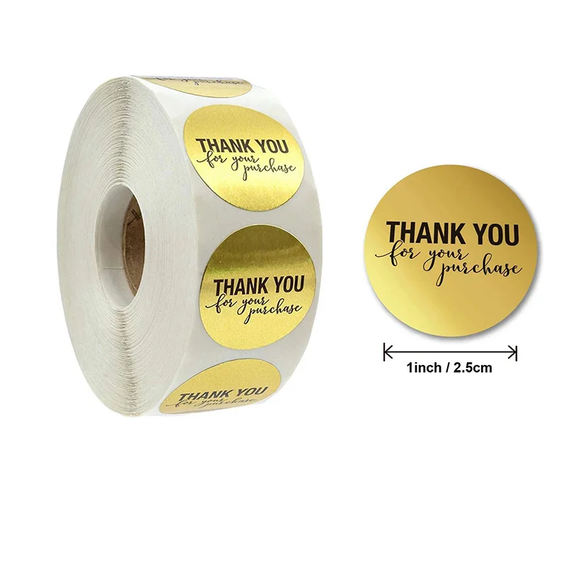 

500pcs Heart Thank you Sealing Label 1inch Gold Stickers for Birthday Wedding Decor Gift Package Scrapbooking Craft Party Favors