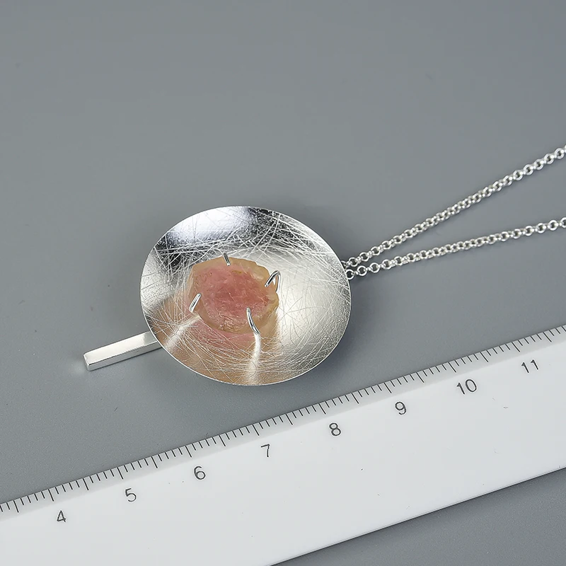 Lotus Fun реальные 925 пробы серебро натуральный драгоценный камень ювелирные украшения Личность Круглый цепочки и ожерелья с подвеск