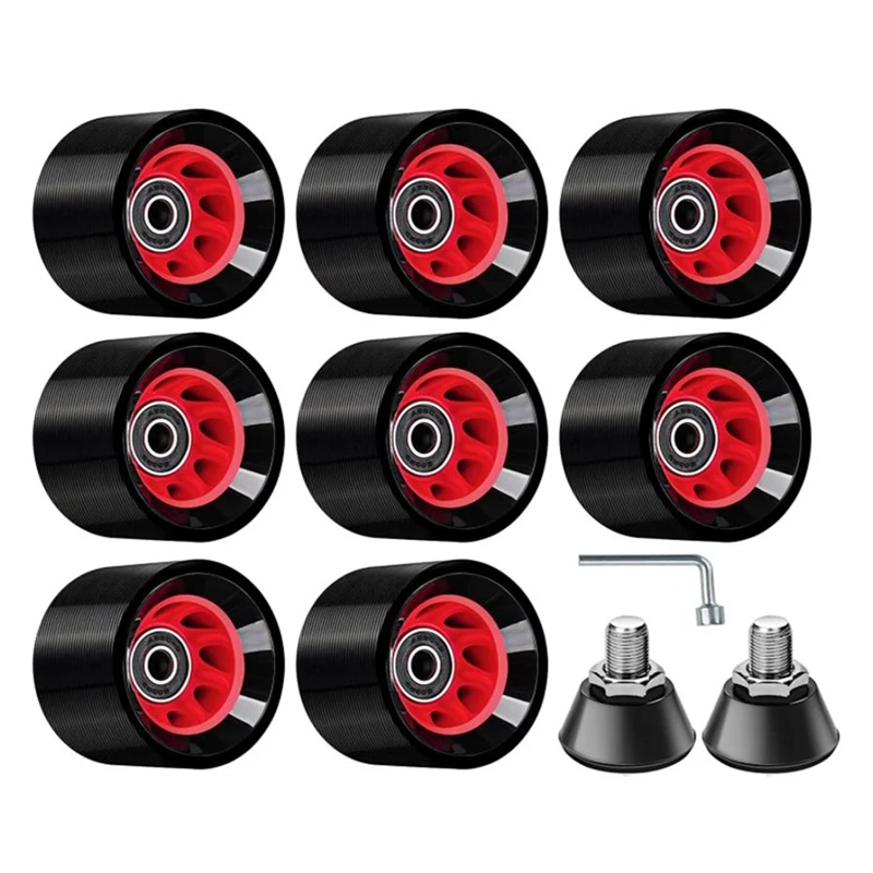 

8 Pack 95A,58 x 39mm,Quad Roller Skate Wheels & 2 Adjustable Roller Skate Toe Stops for Roller Speed Skating,Rink,Etc