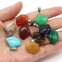 2pcs wholesale natural stone pendant sector shaped semi precious pendant for jewelry making diy necklace earrings accessory