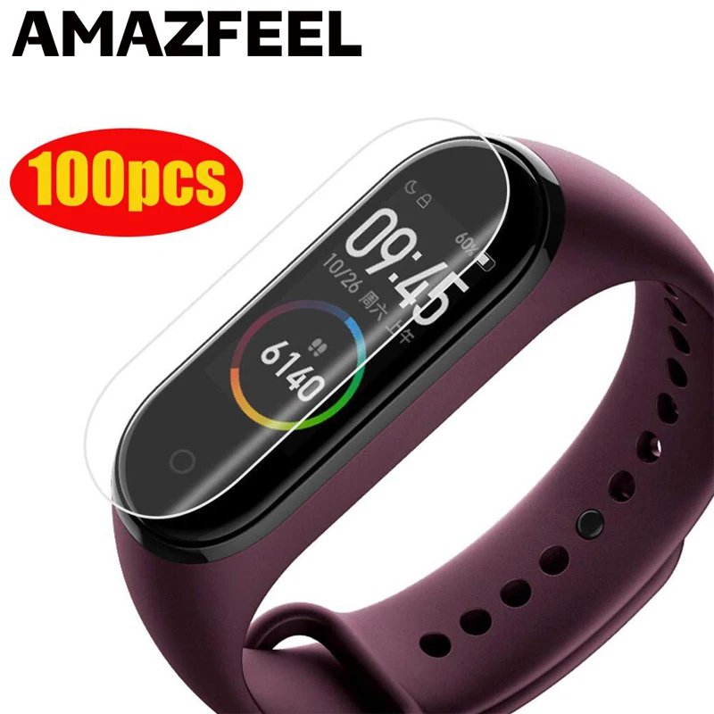 100 шт./упак. для Xiaomi Mi Band 6 5 4 Screen Protector защитная пленка закаленное пленки браслет
