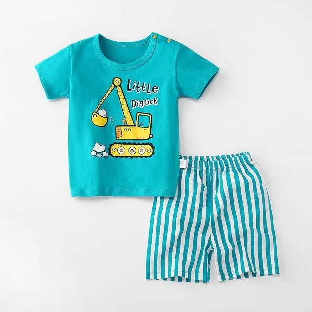 Комплект летней одежды для маленьких мальчиков футболка с коротким рукавом +