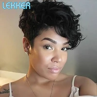 lekker pixie cut loose deep wave ombre short curly human hair wig for black women colored brazilian remy hair glueless cheap wig