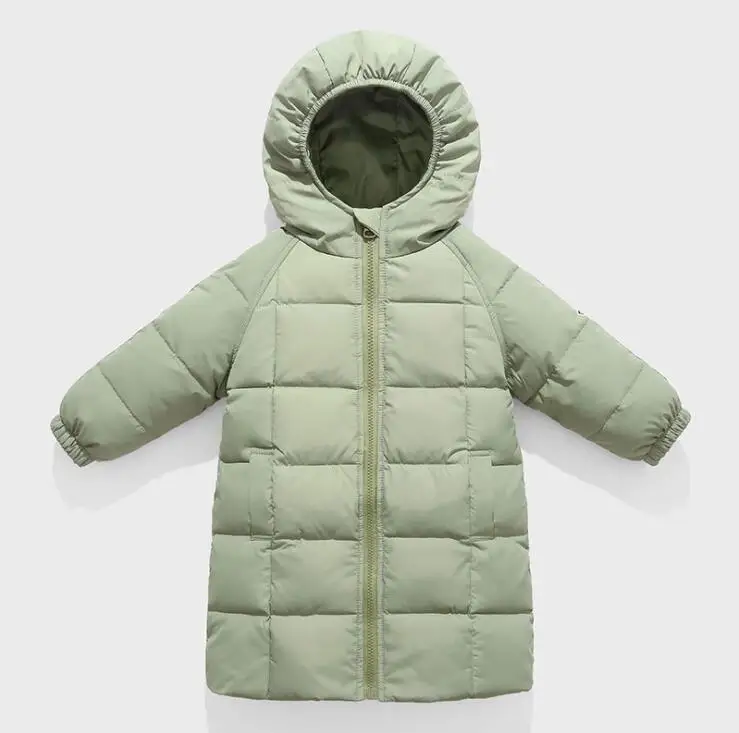 light green Детские длинные пуховики, пальто Зимняя теплая куртка для девочек, одежда для детей 2, 3, 4, 5, 6, 7 лет, детские пуховики для мальчиков и девочек, новинка - Цвет: light green