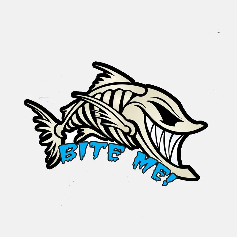 

Amusing 14CM*9.5CM Funny Bite Me Angry Fish Motorcycle Car Sticker Decal