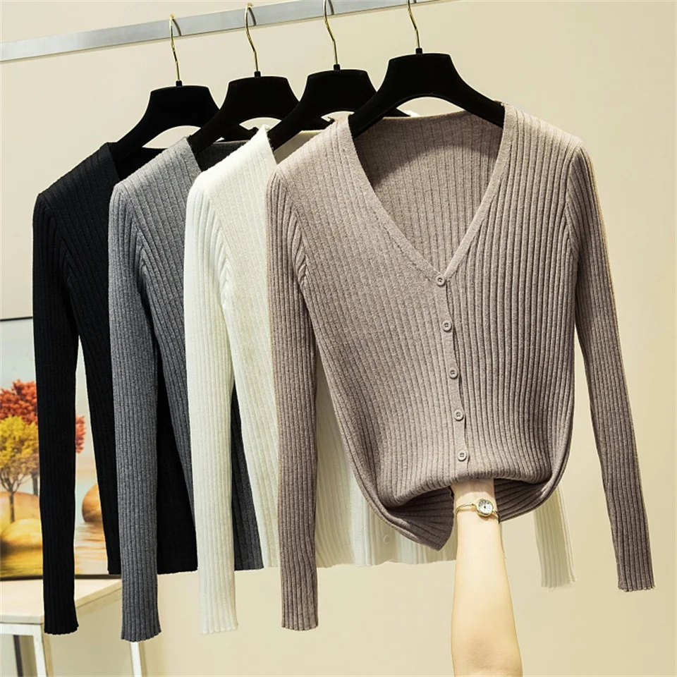 

Осенне-зимний модный Женский Повседневный тонкий однобортный Свободный вязаный кардиган, вязаный женский кардиган