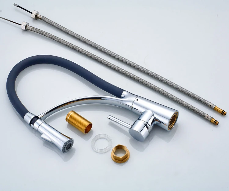 Гибкий Смеситель для кухни черный серебристый медный поворот на 360 градусов