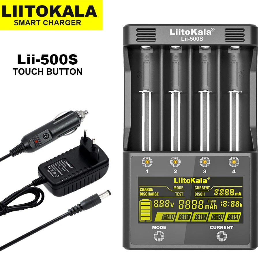 

Liitokala Lii-500 Lii-500S Lii-S8 LCD 3.7V 18650 18350 18500 21700 14500 26650 16340 AA NiMH Lithium-Battery Charger