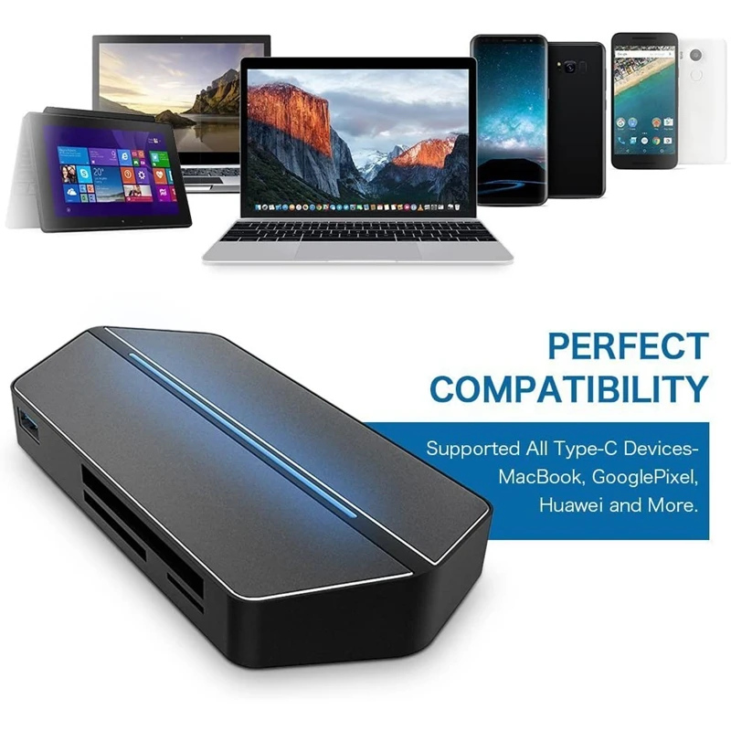 

USB C Hub, 8-In-1 Type C Hub withMI/VGA Port, USB 3.0/3.5mm Audio, CF/SD/TF Card Reader