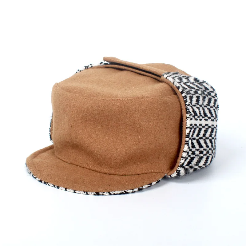 

2019 Winter Baseball Cap Men Thick Warm Caps For Men Earflap Flat Top Cap Snapback Baseball Hats For Winter