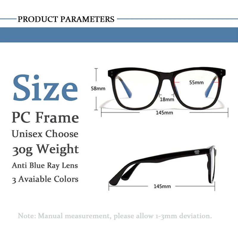 Anti Blue Ray Square Glasses Frame Women Men Transparent Optical Eyewear Vintage Blue Light Blocking Glasses Computer Goggle