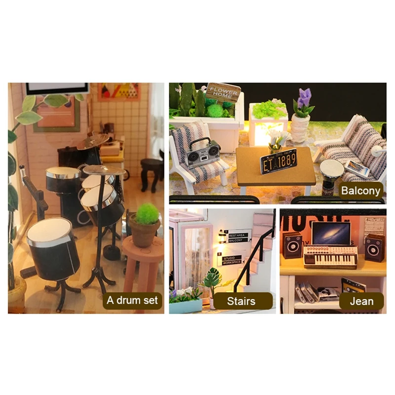 Деревянный кукольный домик сделай сам миниатюрный комплект мебели музыкальные