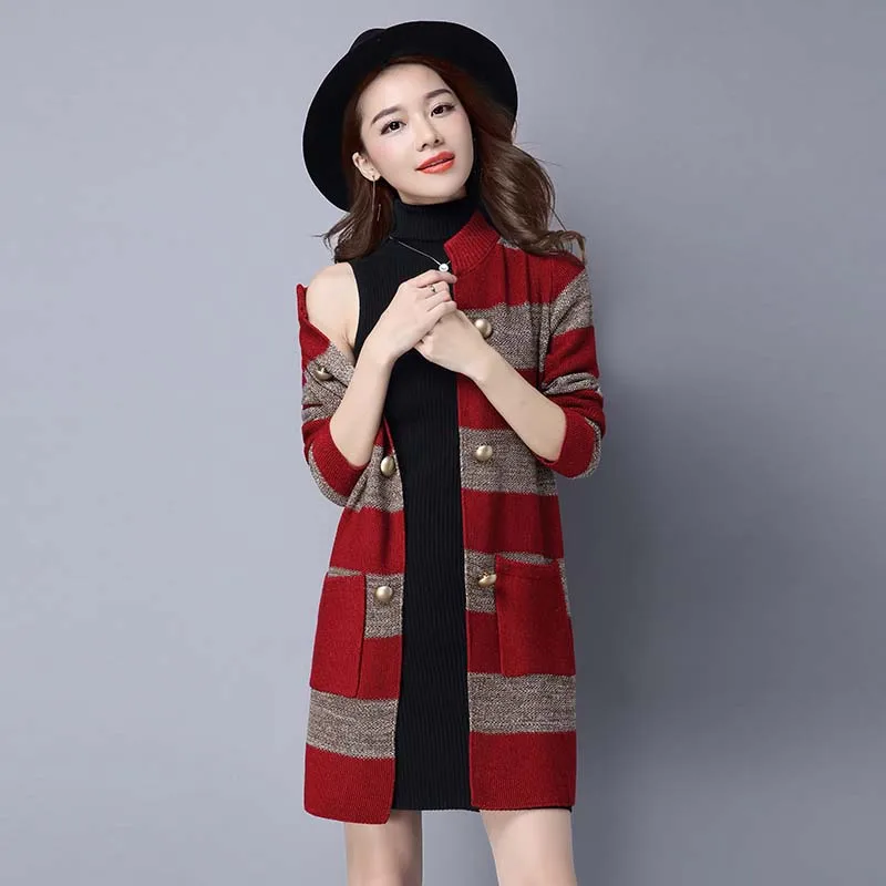 Осенние женские Повседневные свитера свободные кардиганы с круглым вырезом и