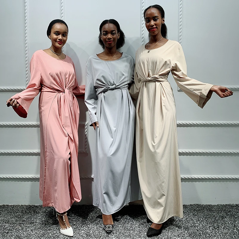 Женское платье абайя Siskakia однотонное Бандажное из двух частей для Африки