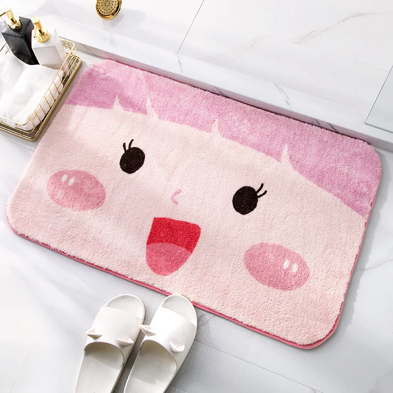 

Bath Mat Non-Slip Bath Mat Home Decoration Cute Face Door Mat Absorbent Quick-drying Bathroom Doormat Super Soft Bath Rug Carpet