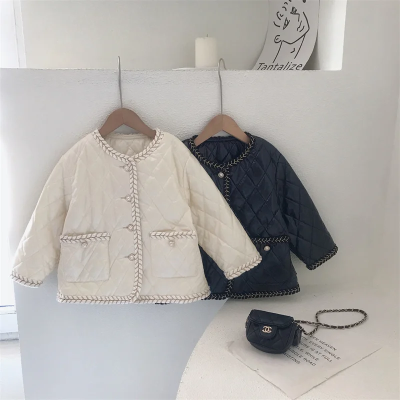

Girls Baby's Kids Coat Jacket Outwear 2021 Luxury Thicken Velvet Winter Autumn Cotton Fleece Christmas Gift Children's Clothing