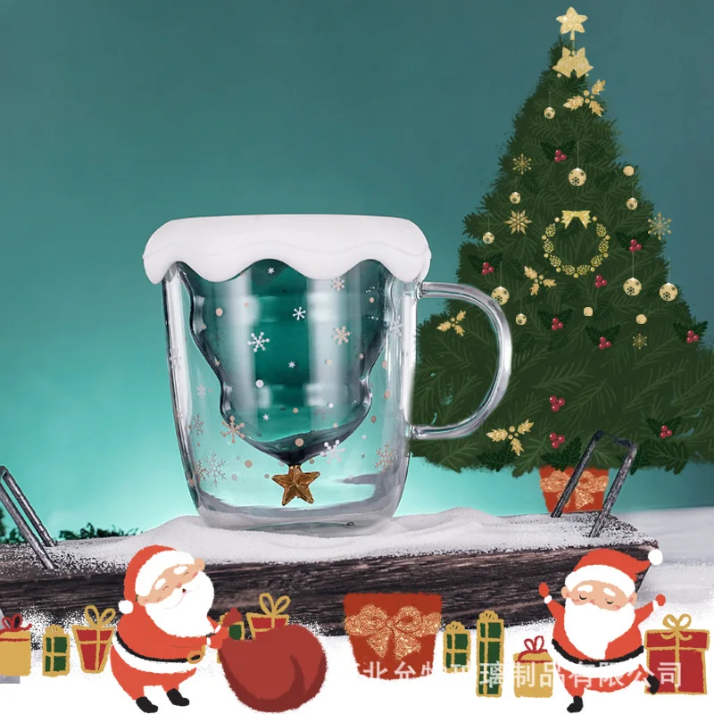 Новый продукт рождественское стекло Двухслойное пожелание 300 мл Термостойкое
