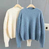 woman sweaters 2020 winter tops polka dot turtleneck sweater round neck pullovers solid jumper