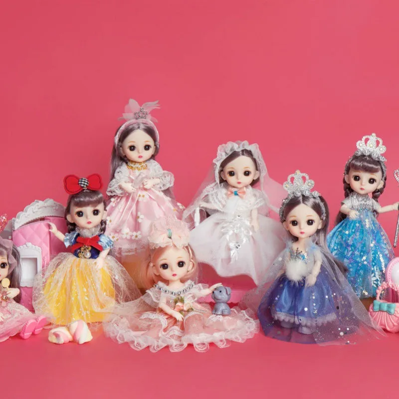 

16CM BJD Doll 1/12 Combination Doll Set 13 Joints Movable 3D Eyes Fashion Princess Girl Doll Clothes Accessories Toy Gift