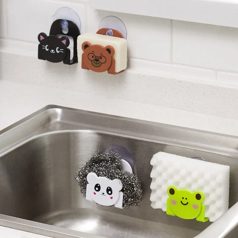 

Kitchen Gadgets Tools Home Cute Sucking Sponge Rag Storage Rack Sundries Racks for Kitchen Accessories Sink Storage Holders