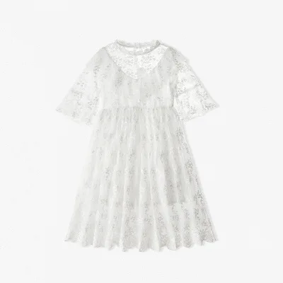 

WLG Girl Princess Dress Kids Summer Floral Embroidery Short Sleeve Dresses Baby Girl Cute Beautiful Dress