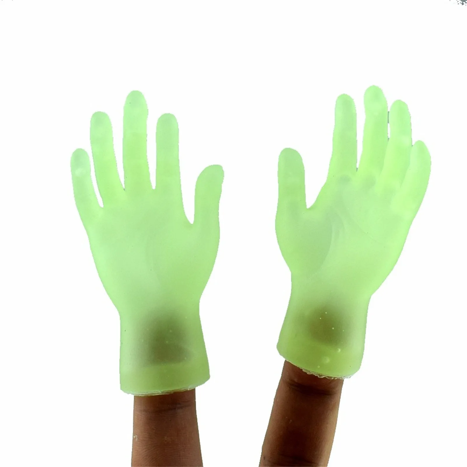 

2pcs Funny Mini Finger Hands Glow In The Dark Finger Puppet Novelty Mini Left & Right Finger Hand Children's Day Gift Toys