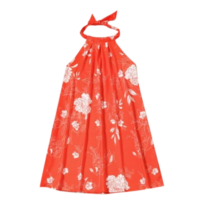 

VICABO Women Dress Sexy Vintage Floral Backless Mini Dress Casual Beach Summer Vestidos Female Halter Robe Women Dress