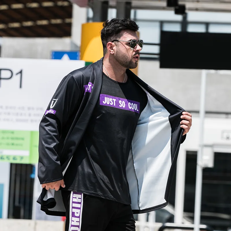 

Plus size men's clothing autumn and winter fat men's plus size windbreaker loose cardigan cloak tide long shawl jacket