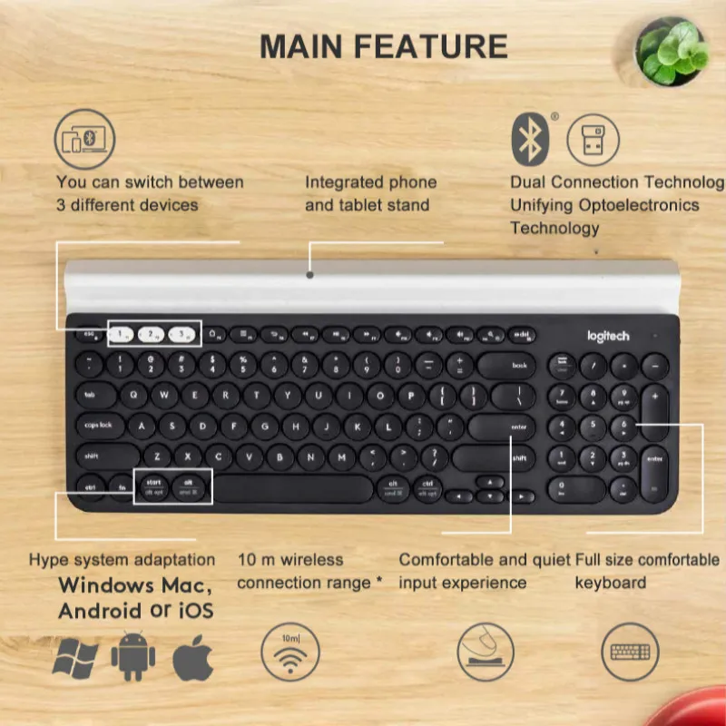 Беспроводная Bluetooth клавиатура Logitech K780 USB многофункциональная для компьютера