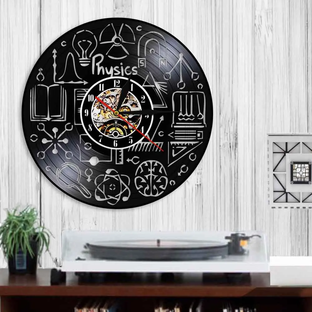 Настенные часы с виниловой пластиной физики современный дизайн искусство