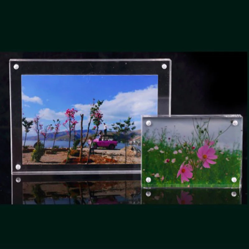 Acrylic Photo Frame Picture Clear Magnetic Crystal Price Tag Table Display for Bedroom living Room Desktop Decor | Дом и сад