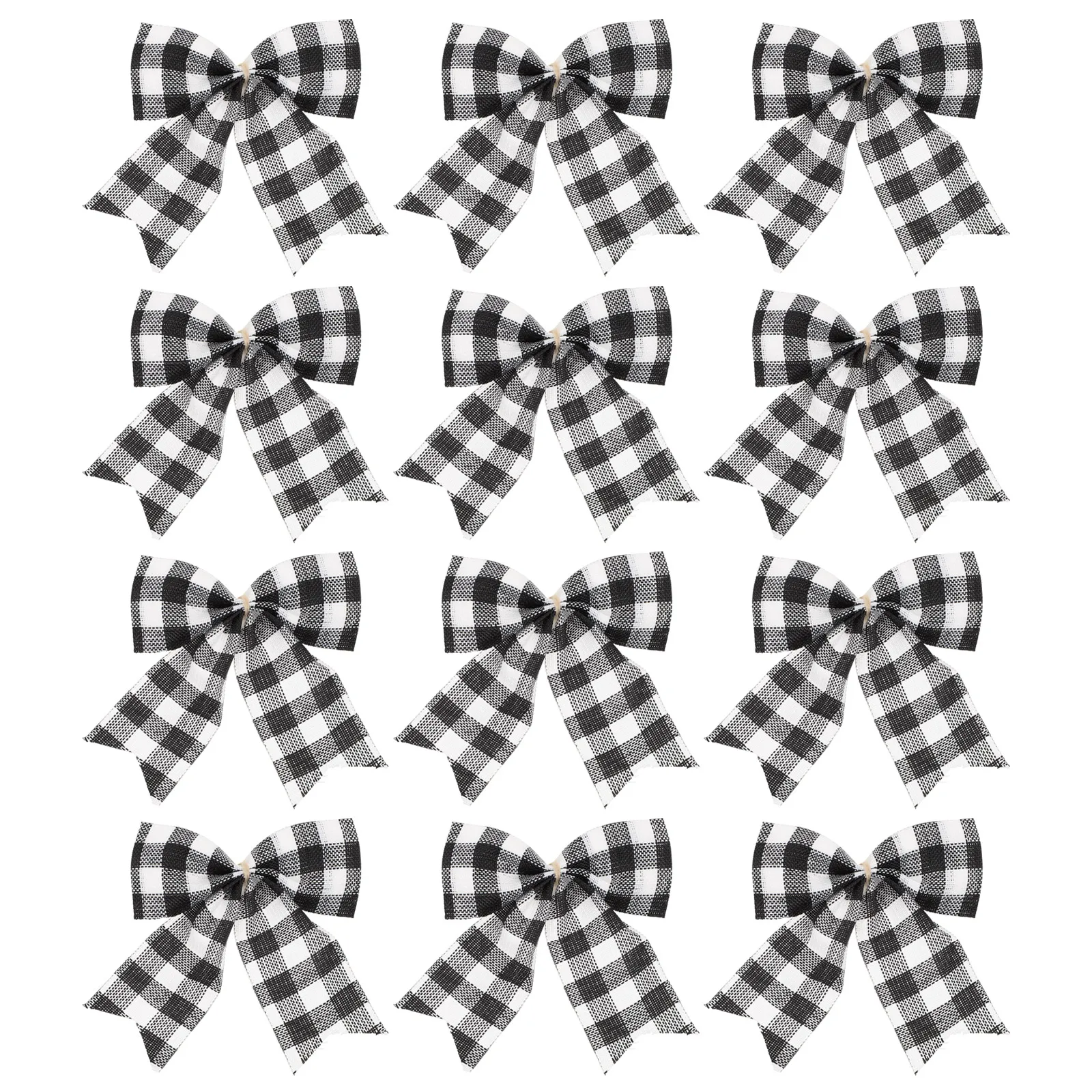 

12pcs Christmas Black White Plaid Bow Ornaments For Xmas Party Home Decorations Navidad Ornaments New Year 2023 Natal Noel Decor