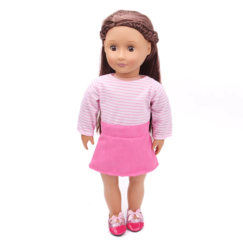 18 дюймов американская кукла Одежда для девочек Модный розовый костюм