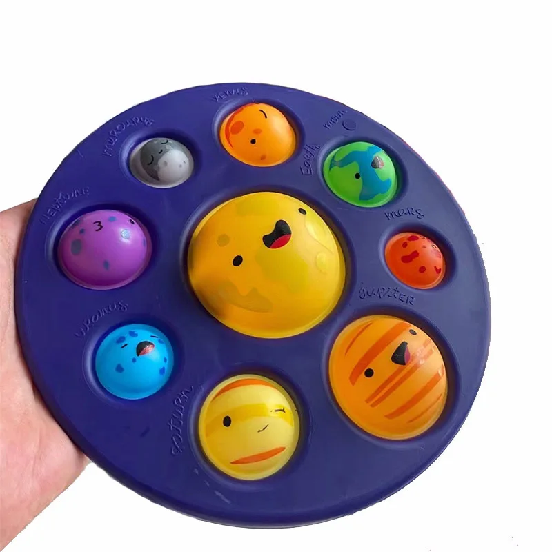 Murah 10 Buah Mainan Sensorik Fidget Pop Lesung Pipi Sederhana Delapan Planet Mainan Anti Stres Papan Fidget Kecemasan Autisme Untuk Anak-anak