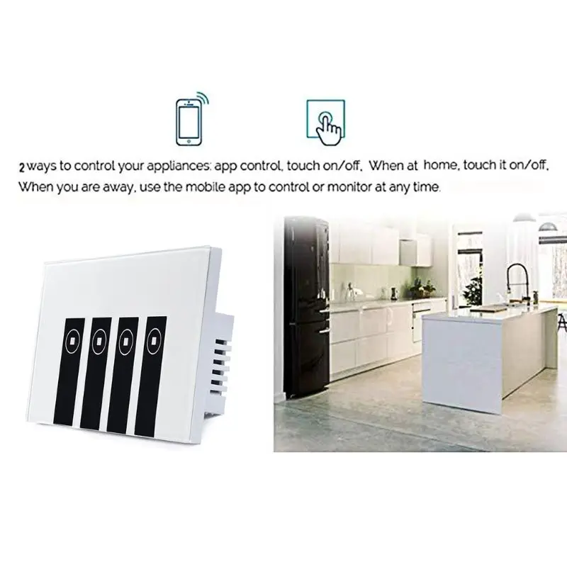 

WiFi Light Switch Timing Voice Smart Phone APP Remote Control Touch Plate Switch