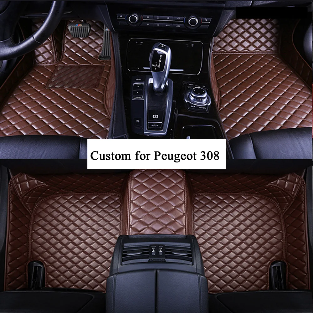 

Car Floor Mats Black/Beige/Red/Brown for Women and Men Artificial Leather Mat for Peugeot 308 X35