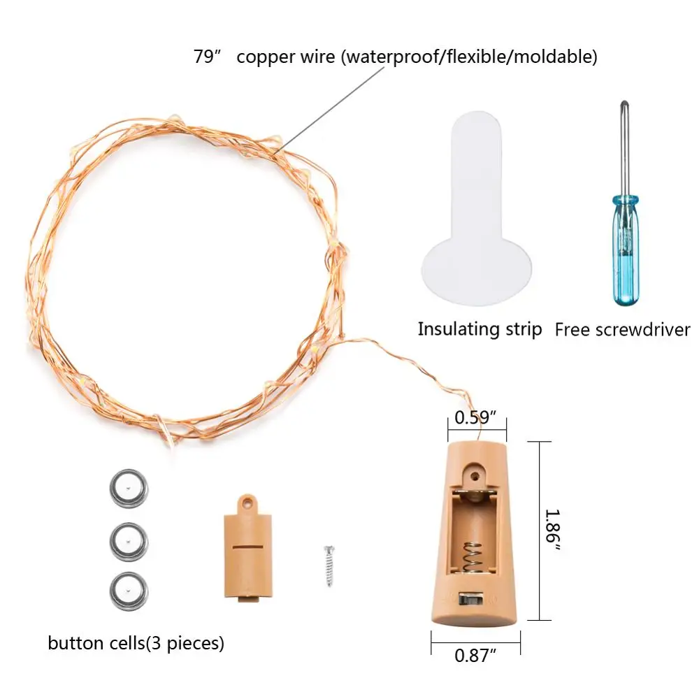 

2m 20leds String Light with Bottle Stopper Cork Shaped Wine Bottle Lights Decoration for Alloween Christmas Holiday Party