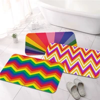 rainbow gradient color printed flannel floor mat bathroom decor carpet non slip for living room kitchen welcome doormat