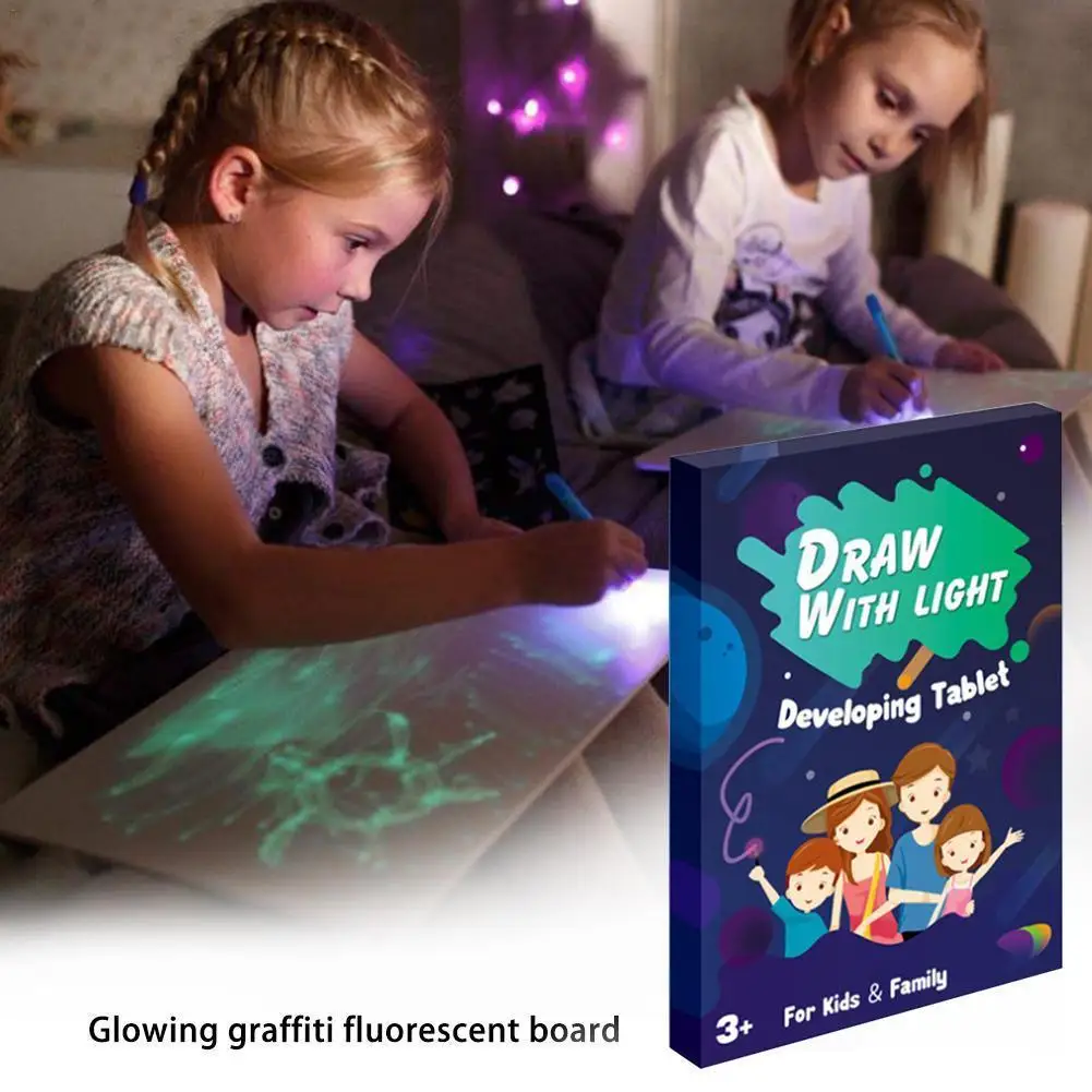

Creative Luminous Graffiti Painting Board With Drawing Fluorescent Educational Children A3 A5 Toy Pen Drawing Kit A4 Board R6I6