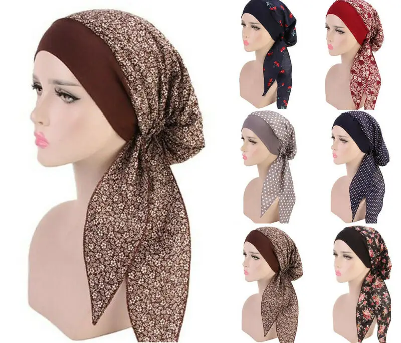 

Новинка 2019, мусульманская бандана, шапка, модный тюрбан от рака, женский головной платок для химиотерапии, шапки