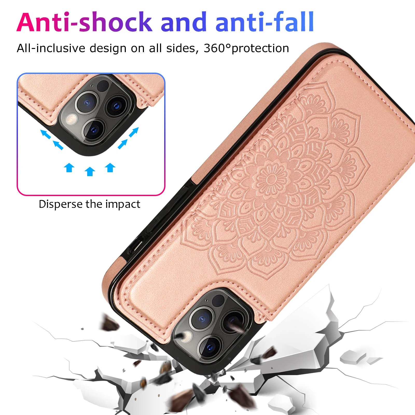 

Golden Embossing Leather Case For iPhone 11 Pro Max 12 Xs Max Xr X 7 8 Plus 6s 6 Se2 Magnetic Card Holder Wallet Phone Bag Cover
