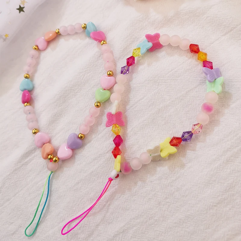 

Universal Multi Color Phone Charm Strap Frosted Beads Mobile Chain Phone Choker Necklace Strap Phone Case Hanging Cord for Keys